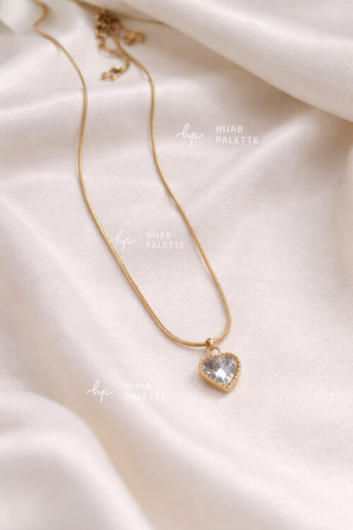 White Stone Heart Chain